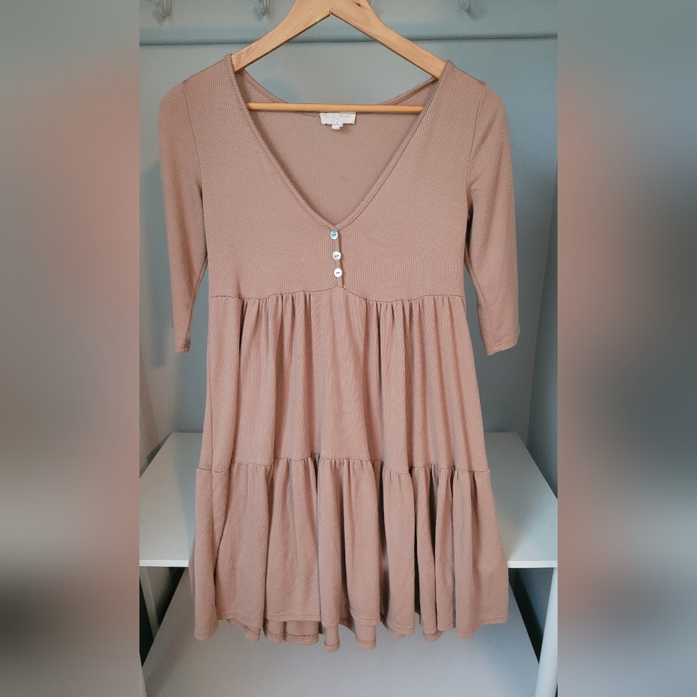 See You Monday cream babydoll dress